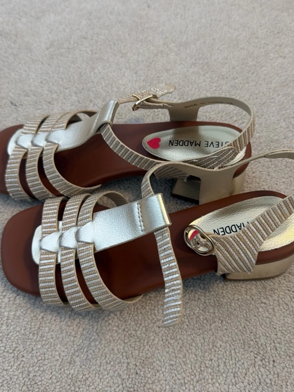 Steve Madden Metallic Gold Strappy Block Heel Sandals